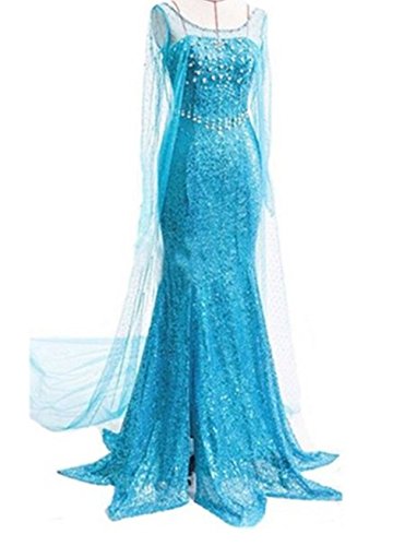 Acheter Ninimour Femmes Déguisement Reine des Neiges Costume Robe Princesse (L, Bleu) chez AMAZON.FR
