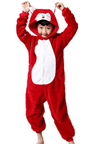 Acheter PADGENE Pyjama Combinaison Animaux en Flanelle Cosplay Costume Déguisement Halloween Slipper Pantoufle Unisexe Enfant (Rouge, Taille 105) chez AMAZON.FR