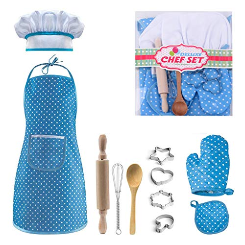Acheter TianranRT Chef costume ensemble pour enfants filles cuisine jeu pour enfants filles cuisson ensemble (Blue) chez AMAZON.FR