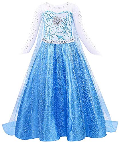 Acheter Bascolor Princesse Elsa Robe Fille Elsa Deguisement Elsa Costume pour Enfant Carnaval Halloween Fête Cosplay (4-5 Ans) chez AMAZON.FR