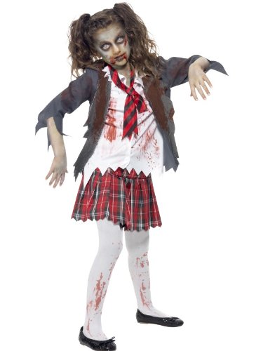 Acheter Smiffys Costume écolière zombie, Gris, avec jupe, veste, fausse chemise et cravate chez AMAZON.FR