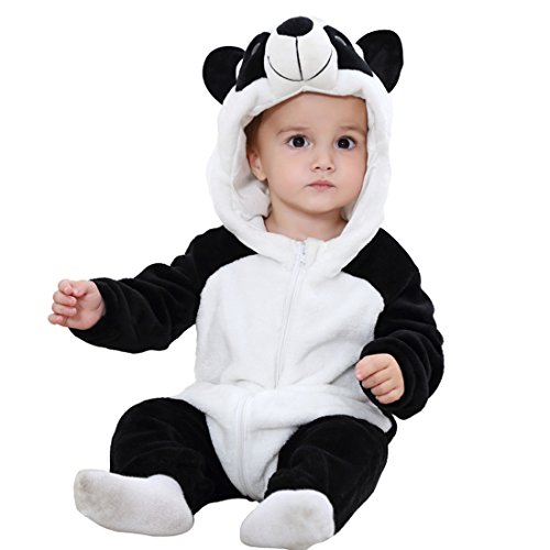 Gwell Animal Pyjama Bebe Fille Garcons Combinaison Enfant Hiver Chaud Deguisements Noel Halloween Fete Panda Blanc Noir 100 Deguise Moi