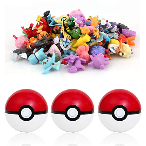 Acheter sqzkzc-Set de 3 Poké Balls Rouges et 48 Mini Figures Pokémon aléatoires - Set Cadeau pour Fans de Pokémon Ensemble Boules Pokémon en Rouge et Blanc et Figurines de Hauteur Entre 1 et 3 cm chez AMAZON.FR
