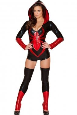 Acheter Femmes Sexy Noir &Rouge Vinyle Spider Widow Hero Combinaison déguisement fêtes Halloween Animal taille 10 12 chez AMAZON.FR