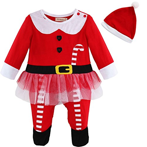 Acheter YiZYiF Déguisement Noël Costume Bébé Fille Enfant Barboteuse & Chapeau 0-18 Mois rouge 0-3 mois chez AMAZON.FR