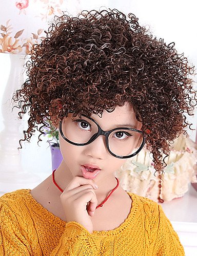 Acheter Ahom perruque lettres Perruque capless élégantes ondes courtes style africain pour l'enfance (Brown) chez AMAZON.FR