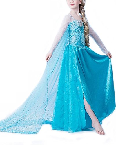 Acheter Nice Sport - Robe Reine des Neiges Enfant - Déguisement Princesse Frozen - Costume Fille Carnaval Anniversaire - Elsa Taille 150 - 140-150cm (8-10 ans) chez AMAZON.FR