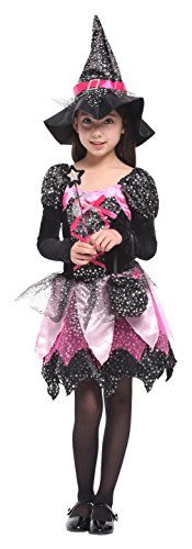Acheter Y-BOA Déguisement Petite Sorcière Fée Fille Halloween Costume Cosplay Robe Tutu Enfant Baquette Magique 7-9ans chez AMAZON.FR