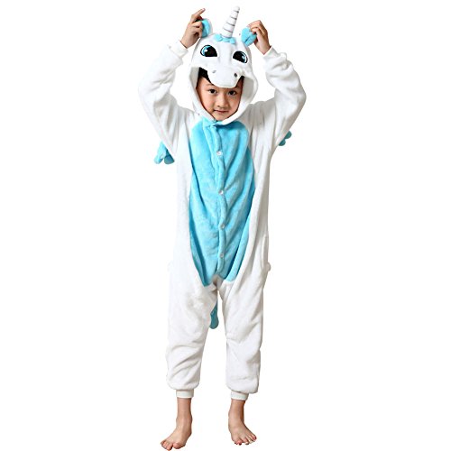 Acheter Missbleu Deguisement enfant pyjama combinaison animaux pyjama polaire enfant Licorne bleu taille 100 chez AMAZON.FR