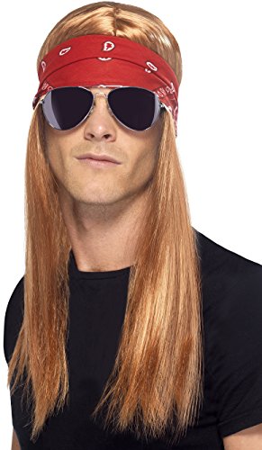 Acheter Smiffys Kit rocker des années 90, avec perruque brune, bandana et lunettes de soleil, av chez AMAZON.FR