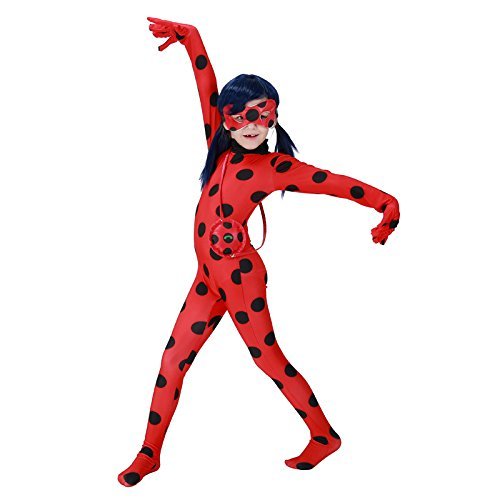 Acheter GREATCHILDREN Enfant Fille Costume Carnaval Cosplay Romper Ladybug Deguisement Complet De 3-12 Ans Ladybug Combinaison Perruque Gants yoyo (XL) chez AMAZON.FR